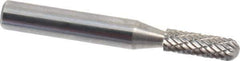 Atrax - 3/16" Cut Diam, 1/4" Shank Diam, Cylinder with Radius Head Double Cut Burr - Carbide, Radius End, 1/2" LOC, 2" OAL - Industrial Tool & Supply