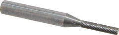 Atrax - 1/8" Cut Diam, 1/4" Shank Diam, Cylinder Head Single Cut Burr - Carbide, Flat End, 1/2" LOC, 2" OAL - Industrial Tool & Supply