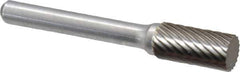 Atrax - 3/8" Cut Diam, 1/4" Shank Diam, Cylinder Head Single Cut Burr - Carbide, Flat End, 3/4" LOC, 2-1/2" OAL - Industrial Tool & Supply