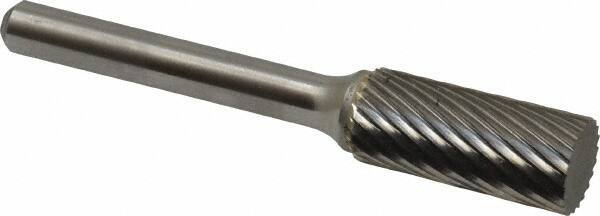 Atrax - 7/16" Cut Diam, 1/4" Shank Diam, Cylinder Head Single Cut Burr - Carbide, Flat End, 1" LOC, 2-3/4" OAL - Industrial Tool & Supply