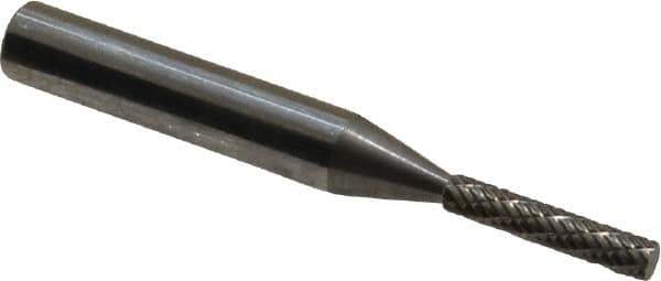 Atrax - 1/8" Cut Diam, 1/4" Shank Diam, Cylinder Head Double Cut Burr - Carbide, Flat End, 1/2" LOC, 2" OAL - Industrial Tool & Supply