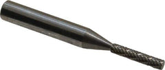 Atrax - 1/8" Cut Diam, 1/4" Shank Diam, Cylinder Head Double Cut Burr - Carbide, Flat End, 1/2" LOC, 2" OAL - Industrial Tool & Supply