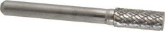 Atrax - 5/16" Cut Diam, 1/4" Shank Diam, Cylinder Head Double Cut Burr - Carbide, Flat End, 3/4" LOC, 2-1/2" OAL - Industrial Tool & Supply