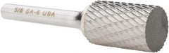 Atrax - 5/8" Cut Diam, 1/4" Shank Diam, Cylinder Head Double Cut Burr - Carbide, Flat End, 1" LOC, 2-3/4" OAL - Industrial Tool & Supply