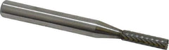 Atrax - 5/32" Cut Diam, 1/4" Shank Diam, Cylinder with End Cut Head Single Cut Burr - Carbide, End Cut End, 5/8" LOC, 2" OAL - Industrial Tool & Supply