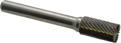 Atrax - 3/8" Cut Diam, 1/4" Shank Diam, Cylinder with End Cut Head Single Cut Burr - Carbide, End Cut End, 3/4" LOC, 2-1/2" OAL - Industrial Tool & Supply