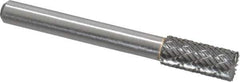 Atrax - 5/16" Cut Diam, 1/4" Shank Diam, Cylinder with End Cut Head Double Cut Burr - Carbide, End Cut End, 3/4" LOC, 2-1/2" OAL - Industrial Tool & Supply