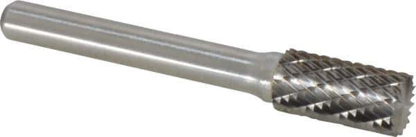 Atrax - 3/8" Cut Diam, 1/4" Shank Diam, Cylinder with End Cut Head Double Cut Burr - Carbide, End Cut End, 3/4" LOC, 2-1/2" OAL - Industrial Tool & Supply