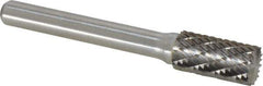 Atrax - 3/8" Cut Diam, 1/4" Shank Diam, Cylinder with End Cut Head Double Cut Burr - Carbide, End Cut End, 3/4" LOC, 2-1/2" OAL - Industrial Tool & Supply