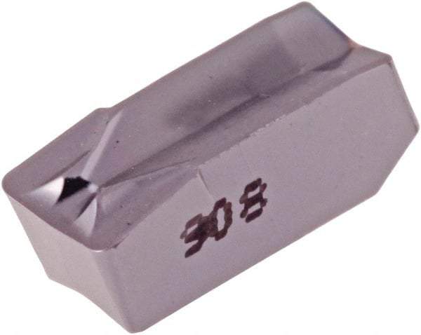 Iscar - 608GIMF Grade IC908, 8mm Cutting Width Carbide Grooving Insert - 0.142" Max Depth of Cut, Neutral, 0.0315" Corner Radius, TiAlN Finish - Industrial Tool & Supply