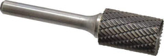 Atrax - 5/8" Cut Diam, 1/4" Shank Diam, Cylinder with End Cut Head Double Cut Burr - Carbide, End Cut End, 1" LOC, 2-3/4" OAL - Industrial Tool & Supply