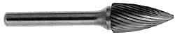 SGS Pro - 5/8" Cut Diam, 1/4" Shank Diam, Tree Head Double Cut Burr - Carbide, Point End, 1" LOC, 2-3/4" OAL - Industrial Tool & Supply