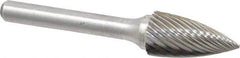 Atrax - 1/2" Cut Diam, 1/4" Shank Diam, Tree Head Single Cut Burr - Carbide, Point End, 1" LOC, 2-3/4" OAL - Industrial Tool & Supply