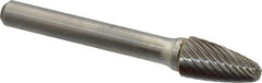 Atrax - 3/8" Cut Diam, 1/4" Shank Diam, Tree with Radius Head Single Cut Burr - Carbide, Radius End, 3/4" LOC, 2-1/2" OAL - Industrial Tool & Supply