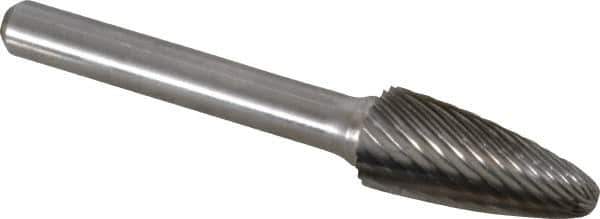 Atrax - 7/16" Cut Diam, 1/4" Shank Diam, Tree with Radius Head Single Cut Burr - Carbide, Radius End, 1" LOC, 2-3/4" OAL - Industrial Tool & Supply