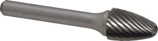 Atrax - 1/2" Cut Diam, 1/4" Shank Diam, Tree with Radius Head Single Cut Burr - Carbide, Radius End, 3/4" LOC, 2-1/2" OAL - Industrial Tool & Supply