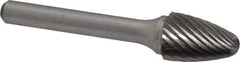 Atrax - 1/2" Cut Diam, 1/4" Shank Diam, Tree with Radius Head Single Cut Burr - Carbide, Radius End, 3/4" LOC, 2-1/2" OAL - Industrial Tool & Supply