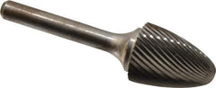 Atrax - 3/4" Cut Diam, 1/4" Shank Diam, Tree with Radius Head Single Cut Burr - Carbide, Radius End, 1" LOC, 2-3/4" OAL - Industrial Tool & Supply