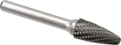 Atrax - 7/16" Cut Diam, 1/4" Shank Diam, Tree with Radius Head Double Cut Burr - Carbide, Radius End, 1" LOC, 2-3/4" OAL - Industrial Tool & Supply