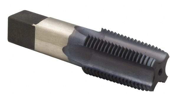 Reiff & Nestor - 2 - 11-1/2 NPT Thread, 7 Flute Standard Pipe Tap - 4-1/2" OAL, 1-3/4" Thread Length, 1-7/8" Shank Diam, Blue Diamond Finish, High Speed Steel - Exact Industrial Supply