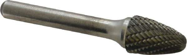Atrax - 1/2" Cut Diam, 1/4" Shank Diam, Tree with Radius Head Double Cut Burr - Carbide, Radius End, 3/4" LOC, 2-1/2" OAL - Industrial Tool & Supply