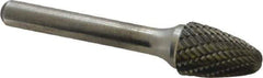 Atrax - 1/2" Cut Diam, 1/4" Shank Diam, Tree with Radius Head Double Cut Burr - Carbide, Radius End, 3/4" LOC, 2-1/2" OAL - Industrial Tool & Supply
