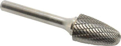 Atrax - 5/8" Cut Diam, 1/4" Shank Diam, Tree with Radius Head Double Cut Burr - Carbide, Radius End, 1" LOC, 2-3/4" OAL - Industrial Tool & Supply