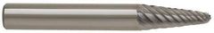 SGS Pro - 3/8" Cut Diam, 1/4" Shank Diam, Taper Head Single Cut Burr - Carbide, Radius End, 1-1/16" LOC - Industrial Tool & Supply