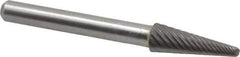 Atrax - 5/16" Cut Diam, 1/4" Shank Diam, Taper Head Single Cut Burr - Radius End, 7/8" LOC, 2-3/4" OAL - Industrial Tool & Supply