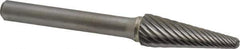 Atrax - 3/8" Cut Diam, 1/4" Shank Diam, Taper Head Single Cut Burr - Radius End, 1-1/16" LOC, 2-15/16" OAL - Industrial Tool & Supply