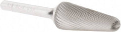 Atrax - 5/8" Cut Diam, 1/4" Shank Diam, Taper Head Single Cut Burr - Radius End, 1-5/16" LOC, 3-3/16" OAL - Industrial Tool & Supply