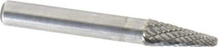 Atrax - 1/4" Cut Diam, 1/4" Shank Diam, Taper Head Double Cut Burr - Radius End, 5/8" LOC, 2" OAL - Industrial Tool & Supply