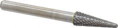 Atrax - 5/16" Cut Diam, 1/4" Shank Diam, Taper Head Double Cut Burr - Radius End, 7/8" LOC, 2-3/4" OAL - Industrial Tool & Supply