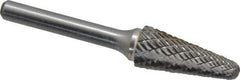 Atrax - 1/2" Cut Diam, 1/4" Shank Diam, Taper Head Double Cut Burr - Radius End, 1-1/8" LOC, 3" OAL - Industrial Tool & Supply