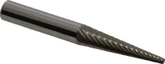 Atrax - 1/4" Cut Diam, 1/4" Shank Diam, Cone Head Single Cut Burr - Carbide, Point End, 1" LOC, 2" OAL - Industrial Tool & Supply