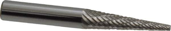 Atrax - 1/4" Cut Diam, 1/4" Shank Diam, Cone Head Double Cut Burr - Carbide, Point End, 1" LOC, 2" OAL - Industrial Tool & Supply
