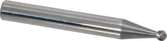 Atrax - 1/8" Cut Diam, 1/4" Shank Diam, Ball Head Single Cut Burr - Carbide, Radius End, 3/32" LOC, 2" OAL - Industrial Tool & Supply