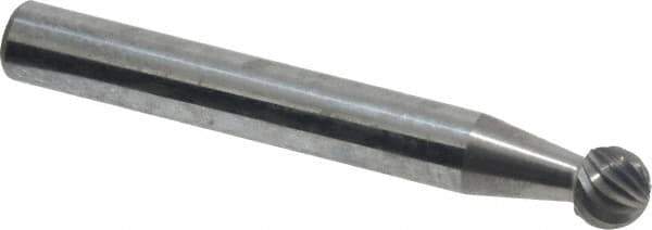 Atrax - 1/4" Cut Diam, 1/4" Shank Diam, Ball Head Single Cut Burr - Carbide, Radius End, 7/32" LOC, 2" OAL - Industrial Tool & Supply
