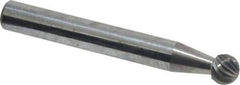 Atrax - 1/4" Cut Diam, 1/4" Shank Diam, Ball Head Single Cut Burr - Carbide, Radius End, 7/32" LOC, 2" OAL - Industrial Tool & Supply