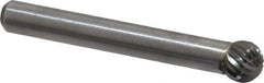 Atrax - 5/16" Cut Diam, 1/4" Shank Diam, Ball Head Single Cut Burr - Carbide, Radius End, 1/4" LOC, 2-1/32" OAL - Industrial Tool & Supply