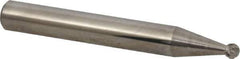Atrax - 1/8" Cut Diam, 1/4" Shank Diam, Ball Head Double Cut Burr - Carbide, Radius End, 3/32" LOC, 2" OAL - Industrial Tool & Supply