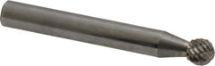 Atrax - 1/4" Cut Diam, 1/4" Shank Diam, Ball Head Double Cut Burr - Carbide, Radius End, 7/32" LOC, 2" OAL - Industrial Tool & Supply