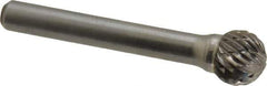 Atrax - 7/16" Cut Diam, 1/4" Shank Diam, Ball Head Double Cut Burr - Carbide, Radius End, 3/8" LOC, 2-3/16" OAL - Industrial Tool & Supply