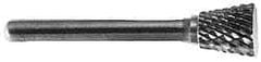 SGS Pro - 5/8" Cut Diam, 1/4" Shank Diam, Inverted Cone Head Single Cut Burr - Carbide, Flat End, 3/4" LOC - Industrial Tool & Supply