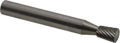 Atrax - 1/4" Cut Diam, 1/4" Shank Diam, Inverted Cone Head Single Cut Burr - Carbide, Flat End, 5/16" LOC, 2" OAL - Industrial Tool & Supply