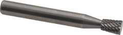 Atrax - 1/4" Cut Diam, 1/4" Shank Diam, Inverted Cone Head Double Cut Burr - Carbide, Flat End, 5/16" LOC, 2" OAL - Industrial Tool & Supply