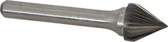 Atrax - 1/2" Cut Diam, 1/4" Shank Diam, Taper Head Single Cut Burr - Carbide, Radius End, 7/16" LOC, 2-3/16" OAL - Industrial Tool & Supply