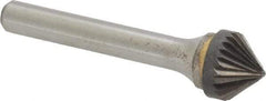 Atrax - 1/2" Cut Diam, 1/4" Shank Diam, Cone Head Single Cut Burr - Carbide, Point End, 1/4" LOC - Industrial Tool & Supply