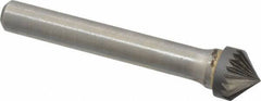 Atrax - 3/8" Cut Diam, 1/4" Shank Diam, Cone Head Single Cut Burr - Carbide, Point End, 3/16" LOC, 2-1/4" OAL - Industrial Tool & Supply