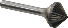 Atrax - 3/4" Cut Diam, 1/4" Shank Diam, Cone Head Single Cut Burr - Carbide, Point End, 3/8" LOC, 2-1/8" OAL - Industrial Tool & Supply